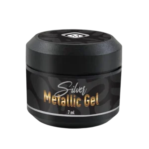 Barattolo Metalic Gel Silver 7ml Magnetic Nail Design con etichetta dorata.