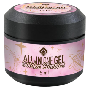 Barattolo All In One Gel Golden Glimmer di Magnetic Nail Design con etichetta dorata e dettagli glitter.