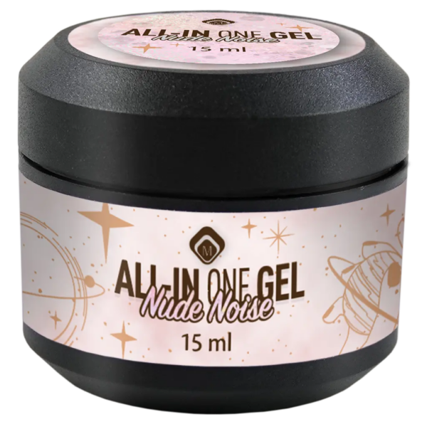 Barattolo All In One Gel Nude Noise 15 ml con etichetta glitterata di Magnetic Nail Design