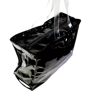 Borsa Bigshopper Magnetic Nail Design nera lucida con manici trasparenti