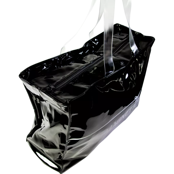 Borsa Bigshopper Magnetic Nail Design nera lucida con manici trasparenti