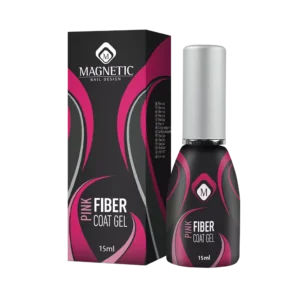 Confezione e boccetta di Fiber Coat Gel Pink 15gr di Magnetic Nail Design con design moderno.
