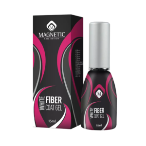 Fiber Coat Gel White 15gr Magnetic Nail Design con confezione e boccetta visibili