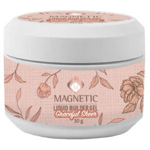 Barattolo di Liquid Builder Gel Graceful Sheer Magnetic Nail Design, texture fluida