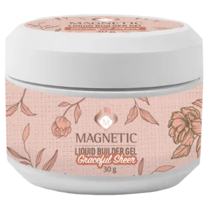 Barattolo di Liquid Builder Gel Graceful Sheer Magnetic Nail Design, texture fluida