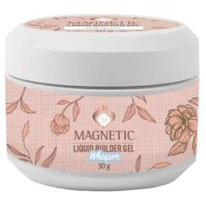 Barattolo Liquid Builder Gel Whisper 30gr di Magnetic Nail Design con design floreale.