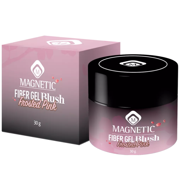Barattolo di Fiber Gel Blush Frosted Pink 30gr di Magnetic Nail Design con confezione rosa.