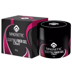 Confezione e barattolo di Sculpting Fiber Gel Clear 50gr Magnetic Nail Design