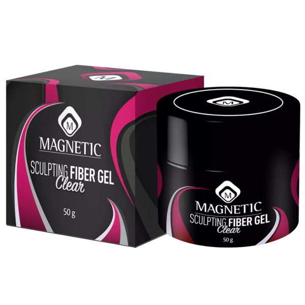 Confezione e barattolo di Sculpting Fiber Gel Clear 50gr Magnetic Nail Design