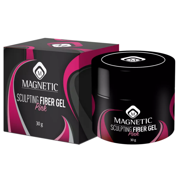 Barattolo di Sculpting Fiber Gel Pink 30gr di Magnetic Nail Design con confezione elegante.