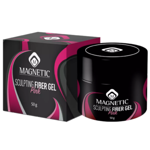 Sculpting Fiber Gel Pink 50gr Magnetic Nail Design in barattolo nero con dettagli rosa.