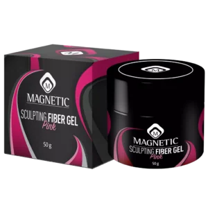 Sculpting Fiber Gel Pink 50gr Magnetic Nail Design in barattolo nero con dettagli rosa.