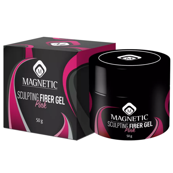 Sculpting Fiber Gel Pink 50gr Magnetic Nail Design in barattolo nero con dettagli rosa.