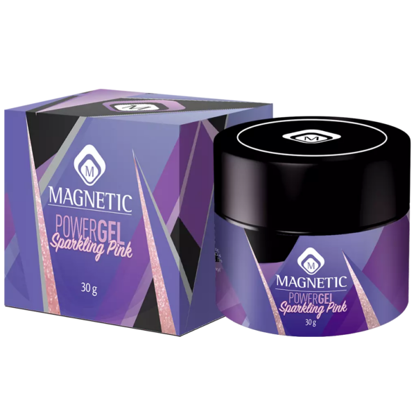 Confezione Powergel Sparkling Pink 30gr Magnetic Nail Design con glitter rosa