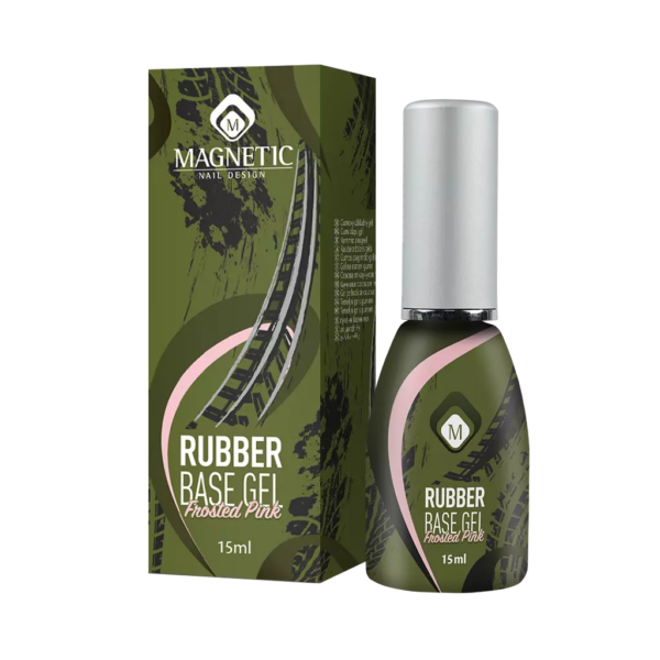 Bottiglia e confezione di Rubber Base Frosted Pink Magnetic Nail Design 15ml