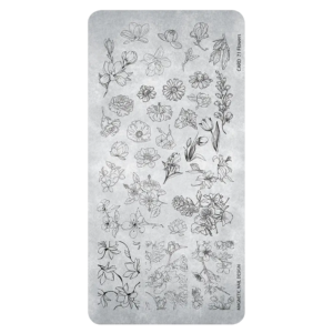 Stamping Plate Flowers Gard 71 di Magnetic Nail Design con motivi floreali dettagliati