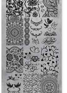Stamping Plate Wedding Magnetic Nail Design con motivi floreali e cuori