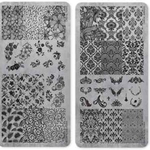 Stamp Plate Floral & Baroque Magnetic Nail Design per Nail Art