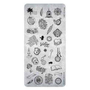 Stamping Plate 42 Vintage Magnetic Nail Design con motivi retrò