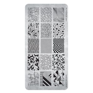 Stamping Plate 46 Knockme Out Magnetic Nail Design con motivi geometrici