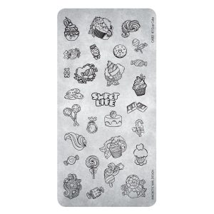 Stamping Plate 47 Cup Cake Magnetic Nail Design con dolci e cupcake