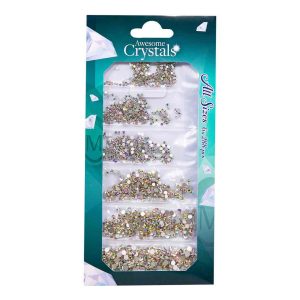 Awesome Crystals By Ice 6misure X 288pz Magnetic Nail Design, strass multicolore