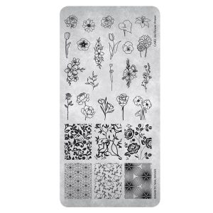 Stamping Plate Nr. 66 Flower Power Magnetic Nail Design con motivi floreali dettagliati