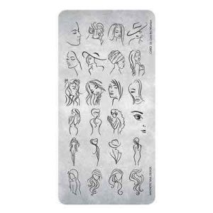 Stamping Plate N. 23 Line Art Woman Magnetic Nail Design